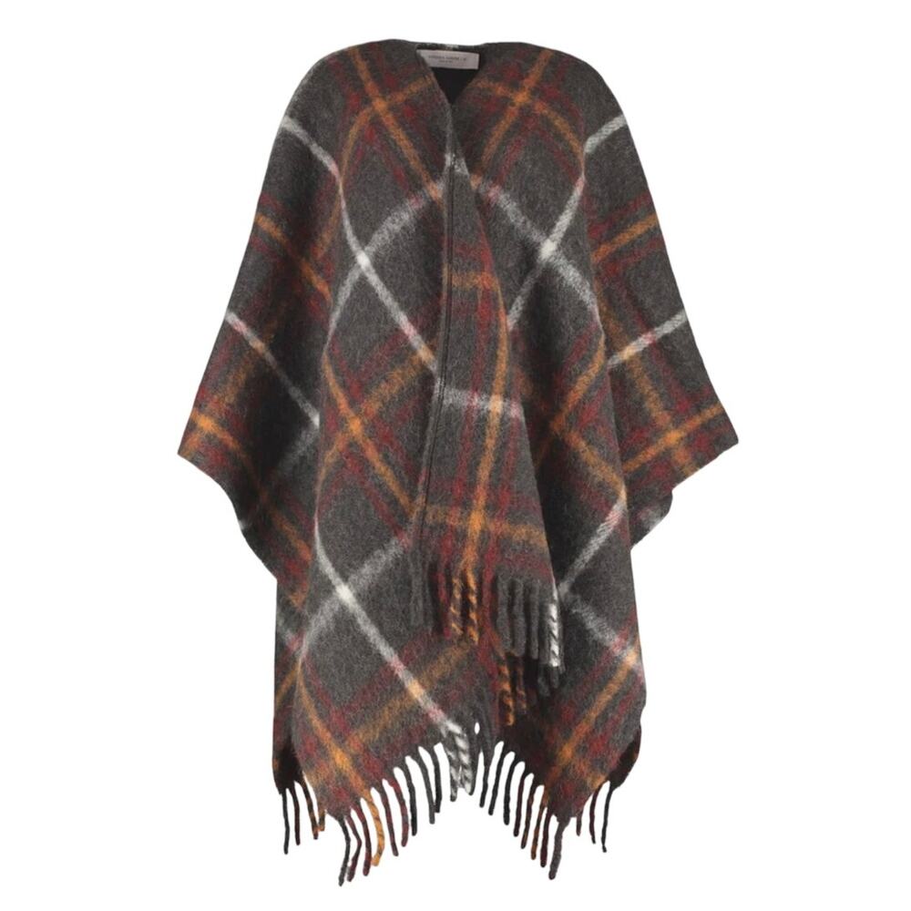 Golden Goose Alpaca Mohair Plaid Wrap Shawl Cape One Size Quiet Luxury Italy